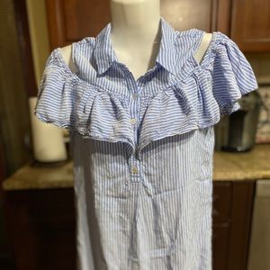 And striped the off shoulder dress